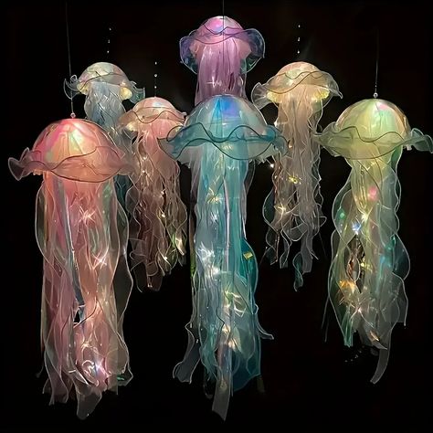 1pc Jellyfish Lamp Portable Flower Lamp Girl Room Atmosphere Decoration Lamp Bedroom Night Lamp Home Decoration | High-quality & Affordable | Temu Tanglung Diy, Jellyfish Lantern, Diy Jellyfish, Jellyfish Light, Jellyfish Lamp, Jellyfish Design, Outdoor Lantern Lighting, Bedroom Night, Flower Lamp