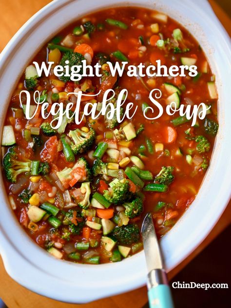 Ww Vegetable Soup Recipes, Weight Watcher Veggie Soup, Weight Watcher Soups Recipes, Weight Watcher Soups In A Crock Pot, Ww Chicken Vegetable Soup, Low Calorie Vegetable Soup Recipes, Low Calorie Veggie Soup, Ww Soup Recipes Crockpot, Weight Watchers Vegetable Soup Recipe