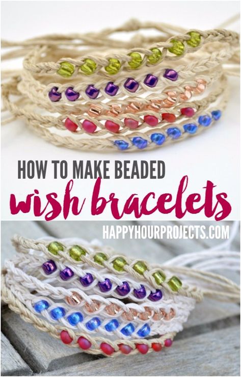 Easy Crafts To Make and Sell - Beaded Wish Bracelets - Cool Homemade Craft Projects You Can Sell On Etsy, at Craft Fairs, Online and in Stores. Quick and Cheap DIY Ideas that Adults and Even Teens Can Make http://diyjoy.com/easy-crafts-to-make-and-sell Girls Camp Crafts, Group Crafts, Crafts For Teens To Make, Easy Crafts To Make, Bracelet Craft Diy, Bracelets Handmade Diy, Pulseras Diy, Diy Bracelets Easy, Friendship Bracelets Diy