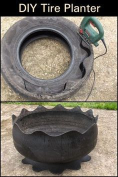 Tire Teacup Planter, Tractor Tyre Ideas, Diy Old Tires Projects, Cheap Planters, Diy Planters Outdoor, Tire Craft, Reuse Old Tires, Tire Garden, Tire Planters