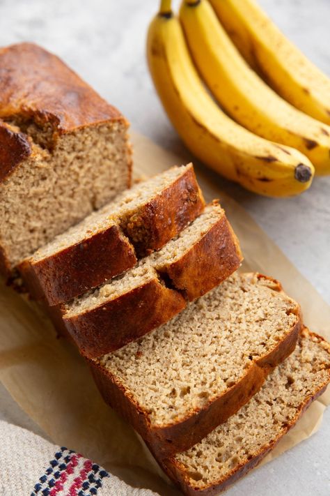 Protein Banana Bread - The Roasted Root Healthy Banana Protein Recipes, Banana Bread With Protein Powder, Healthy Protein Banana Bread, Banana Protein Bread, Protein Breads, Protein Banana Bread Recipe, High Protein Banana Bread, Healthy Banana Cake, Healthier Banana Bread