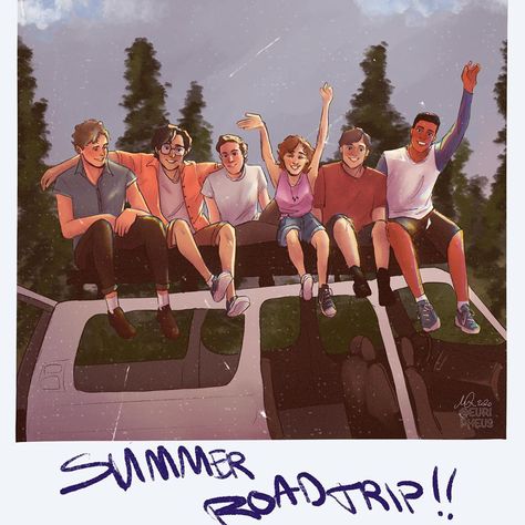Ashleyy ✨ on Instagram: “Summer road trip !! Where will they go?!? - Bill is definitely taking the photo - #richietozier #benhanscom #mikehanlon #billdenbrough…” Tumblr, Reddie Aesthetic, Sol Aesthetic, Scary Clown Movie, It Miniseries, Derry City, Clown Movie, Jack Finn, Its 2017