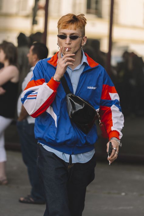 Street Style: Paris Fashion Week Day 5 – PAUSE Online | Men's Fashion, Street Style, Fashion News & Streetwear Sport Jacket Men Outfits, Sports Jacket Outfit Men, Paris Fashion Men, Adidas Jacket Outfit, Sports Jacket Outfit, Sport Style Outfits, Sport Fashion Man, Street Styl, Nba Jacket