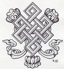 Endless knot - Wikipedia, the free encyclopedia Buddhist Tattoo Sleeve, Tibetan Tattoo, Tibetan Symbols, Feng Shui Symbols, Buddhist Tattoo, Endless Knot, Knot Tattoo, Buddhist Symbols, Art Asiatique