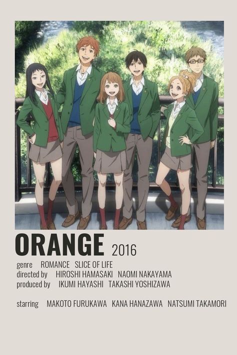 Orange Anime, Kana Hanazawa, Anime Orange, Tamako Love Story, Film Anime, Film Posters Minimalist, Poster Anime, Animes To Watch, Anime Poster