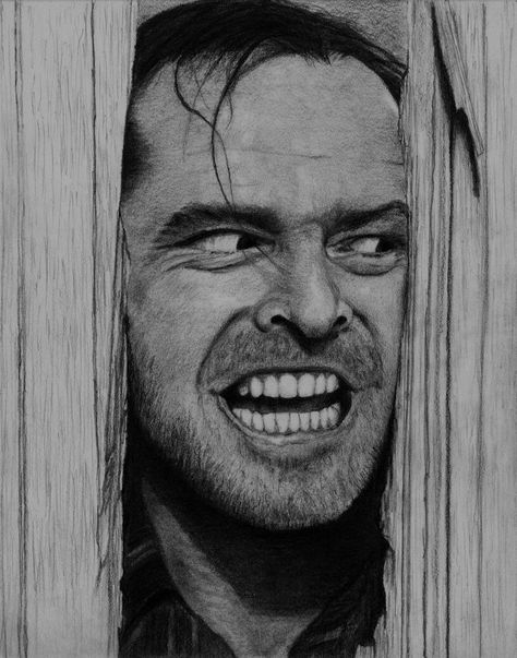 Jack Nicholson - The Shining by PMucks on DeviantArt The Shining Drawing, Shining Drawing, Here's Johnny The Shining, Jack Nicholson Joker, Joker Stencil, Jack Nicholson The Shining, Male Artworks, Here's Johnny, Drawing People Faces