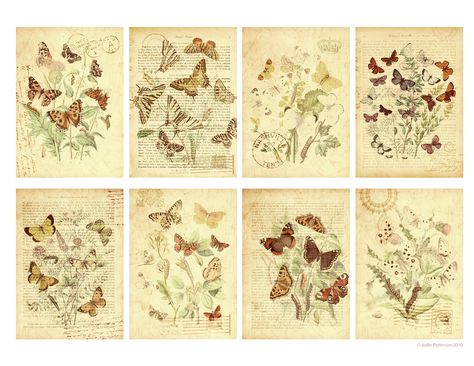 Printable Vintage Butterflies Butterfly Tags, Etsy Store Banner, Butterfly Collage, Vintage Butterfly Print, Papel Vintage, Flip Books, Printable Collage Sheet, Butterfly Printable, Scrapbook Collection