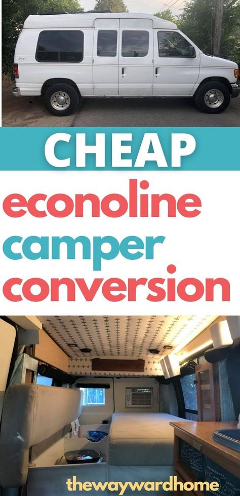 This Ford Econoline camper van conversion was done on the cheap. Check out this post for affordable van life ideas. #vanlife #campervan #camper #econoline E 350 Van Camper, Camper Van Ford Econoline, Diy Van To Camper, Ford Econoline Conversion, Van To Rv Conversion, Conversation Van Camper, E350 Camper Van, Van Conversion Ford Econoline, Van Life Ford Econoline