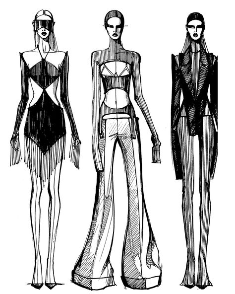 Fashion Sketchbook Inspiration, Silhouette Mode, Istoria Modei, Fashion Design Inspiration, Fashion Model Sketch, Fashion Figure Drawing, Desain Editorial, Fashion Drawing Sketches, Textil Design