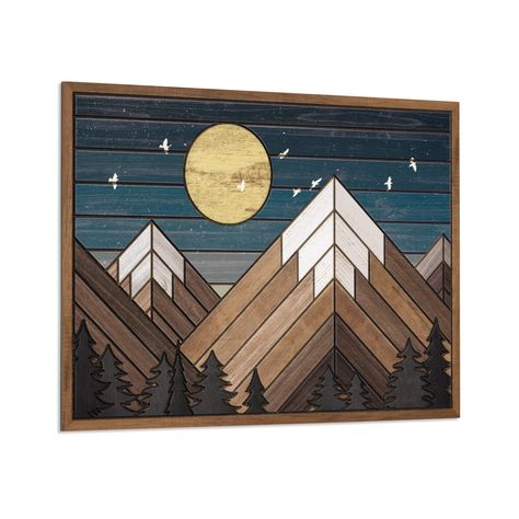 PRICES MAY VARY. Reliable Wood: Made of 5mm/0.2" thickness quality wood with clear and vivid printings, not easy to fade or deform. Reusable 3D Aztec wall art that can be used for a long time Perfect Size: This mountain art decor measures approx. 17 x 12 inches. Great size and light weight wooden wall decor! √Note: Please check the size before purchasing Mountain Wall Decor: Rustic cabin decor designed with wilderness style can add a sense of mystery to your home, eye catching and cute wooden si Nature, Wooden Mountain Wall Art, Adventure Wall Decor, Aztec Wall Art, Mountain Cabin Decor, Mountain Wood Art, Mountain Wood Wall Art, Adventure Wall, Mountain Wall Decor