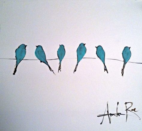 3 Birds Drawing, Birds On A Wire Watercolor, Birds On A Line Painting, Birds On A Wire Drawing, Birds Flying Painting, Birds On A Wire Painting, Birds On A Wire Art, Birds On A Line, Birds On Wire