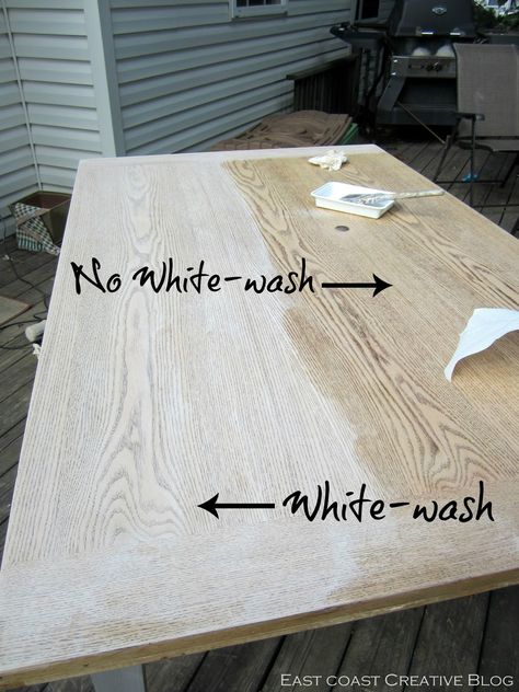 East Coast Creative: Refinished Dining Room Table {Furniture Makeover} Pine Furniture Makeover, Washed Furniture, White Wash Table, Hamptons Interiors, White Washed Furniture, Lime Wash, Kitchen Table Makeover, Pine Table, Pine Furniture