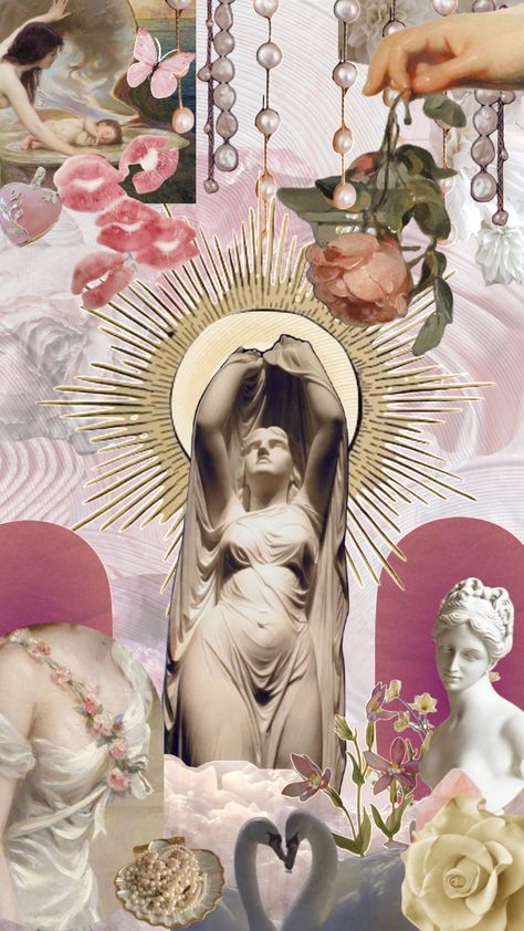 #love #goddess #beauty #aphrodite #aesthetic #pink #lovers #greekmyth #mythology #gods Deities Aesthetic, Aphrodite Aesthetic Pink, Aprodithe Aesthetic, Aphrodite Background, Venus Aesthetic Goddess, Goddess Of Love Aesthetic, Goddess Aphrodite Art, Aphrodite Collage, Venus Goddess Aesthetic