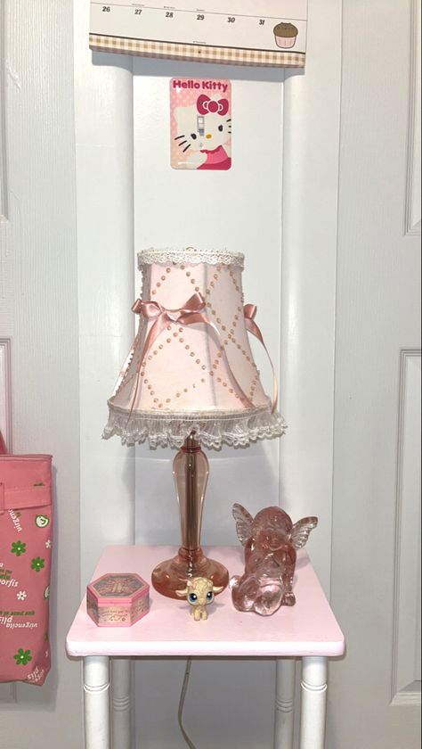 Wanted to thrift my dream lamp for the longest, then decided to just DIY an old lamp i already had to my liking🫶🏼🎀💕 Lamp Coquette, Coquette Lamp, Coquette Bedding, Lace Lamp, Coquette Room, Old Lamps, Mini Bows, + Core + Aesthetic, Diy Lamp