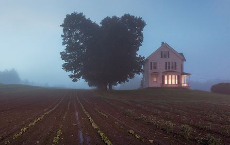 Farm in the Fog, West Newbury, Massachusetts Country Life, Poor Southern Aesthetic, Shapeshifter Aesthetic Human, Liminal Tattoo, Midwest Gothic Aesthetic, American Gothic, Southern Gothic, Gothic Aesthetic, Story Inspiration