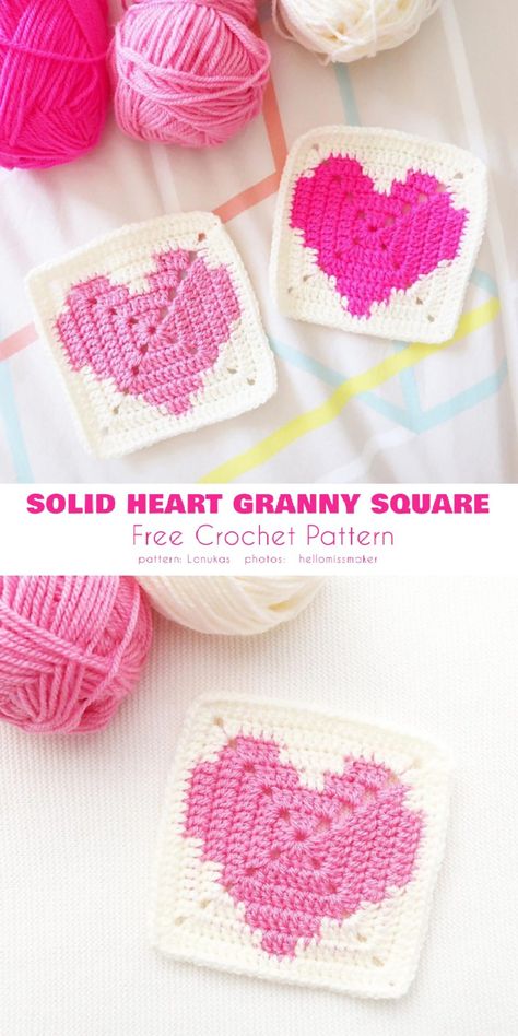 Heart Granny Square Free Crochet Patterns Stash Buster Crochet, Projek Mengait, Simple Crochet Patterns, Heart Granny Square, Easy Granny Square, Granny Square Projects, Crochet Mignon, Crochet Pokemon, Granny Square Crochet Patterns Free