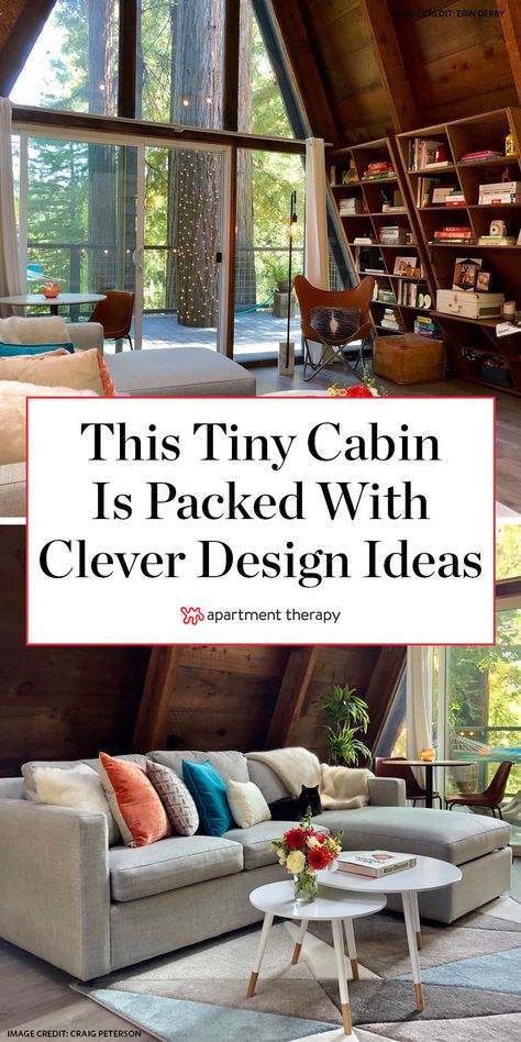 Cozy A Frame Cabin, Small A Frame Loft Ideas, Cabin With Loft Interior, A Frame Cabin Loft Ideas, A Cabin Interior, A Frame Homes Interior, Tiny A Frame Interior, Tiny House Mountain Cabin, A Frame Cabin Remodel Before And After