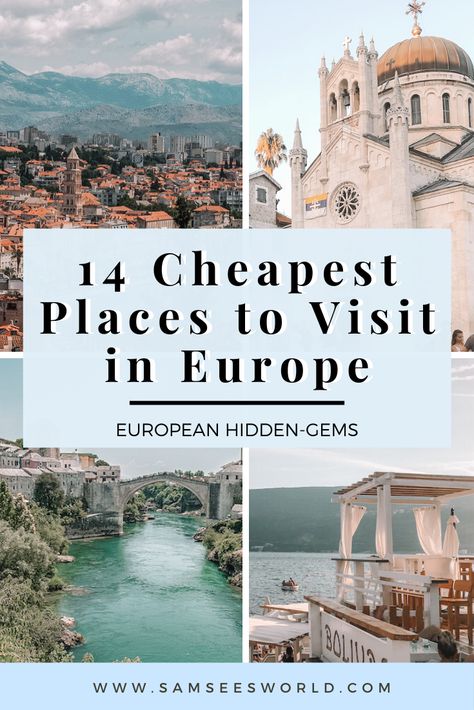 Here are the cheapest places to visit in Europe. From Montenegro to Czech Republic to Serbia to Poland to Spain and more! The best way to budget travel is to go to cheap travel destinations. #Travel #budget #cheap #Europe Cheap Cities In Europe, Couple Budget, Japan Budget, Cheap Travel Destinations, Europe Backpacking, Europe Packing, Cheap Places To Visit, Kids Budget, Places To Visit In Europe