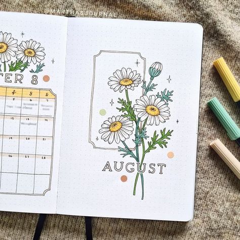 Bujo Flowers Theme, Bujo Flower Theme Cover, Flowers Bujo Theme, Bujo Daisy Theme, Floral Bujo Theme, Daisy Bujo Theme, Bujo Spring Theme, May Bujo Theme Ideas, Flower Bujo Theme