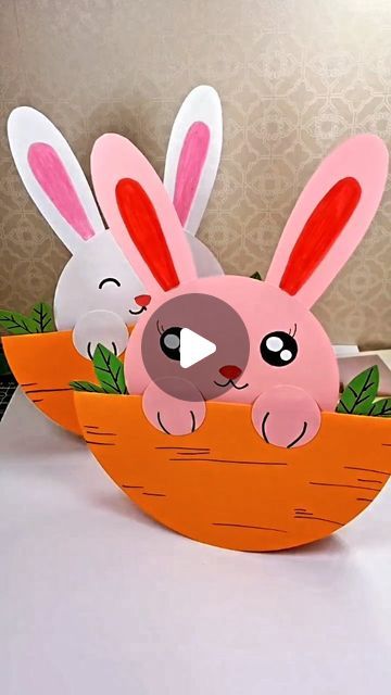 Easter Bunny Paper Craft, Colorful Easter Table, Easter Paper Crafts, Time For Kids, Paper Bunny, Easter Arts And Crafts, Fun Easter Crafts, Homeschool Crafts, Kid Friendly Crafts