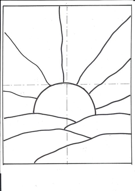 Simple+Stained+Glass+Patterns Simple Stained Glass Patterns Square, Mosiac Art Sunset, Mosaic Simple Designs, Stained Glass Sunrise Pattern, Mosaic Templates For Beginners, Stained Glass Pattern Beginner, Patterns For Stained Glass Ideas, Mosaic Easy Ideas, Mosaic Art Template