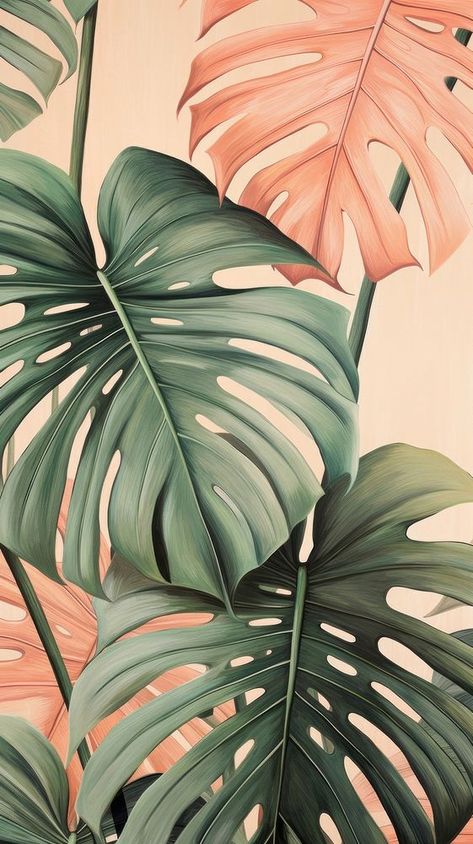 Botanical Astethic, Summer Aesthetic Minimalist, Monstera Leaf Design, Plant Background Wallpapers, Summer Phone Backgrounds Aesthetic, Monstera Wallpaper Iphone, Plants Lockscreen, Cute Pattern Wallpaper Iphone Prints, Leaves Wallpaper Aesthetic