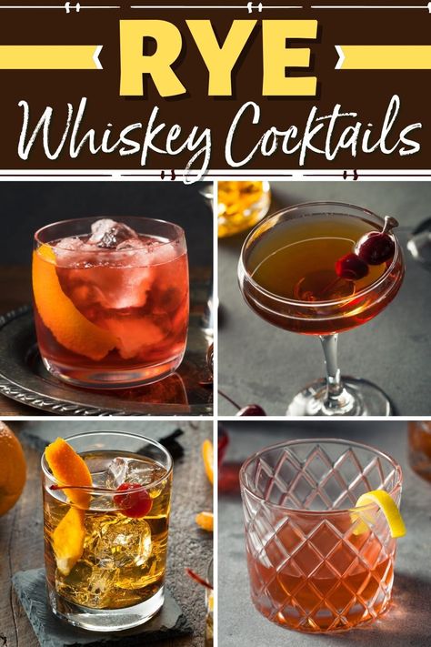 With a peppery bite and robust flavor, these rye whiskey cocktails are for serious whiskey lovers only. They're strong, boozy, and wonderfully warming. Rye Whiskey Drinks, Cocktails For Winter, Rye Drinks, Rye Whiskey Cocktail, Best Rye Whiskey, Whiskey Cocktails Easy, Rye Cocktails, Whisky Cocktail Recipes, Smoked Whiskey