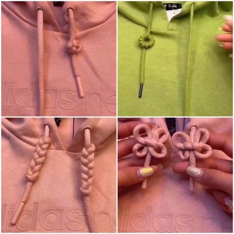 Learn how to tie sweater strings in simple steps! | sweater | Learn how to tie sweater strings in simple steps! | By Lilyon How To Tie Your Sweater Strings, Sweater String Tieing, How To Tie Sweater Knot, How To Tie Sweater Strings, Shoe Laces Tying Techniques Step By Step, Different Prom Dresses, Tie Drawing, Dough Ideas, Fun Worksheets For Kids