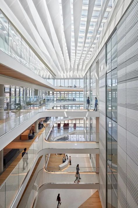 A Soaring, Light-Filled Atrium Is at the Heart of this San Francisco Facility Serving Mental Health Needs | Architectural Record Skylight Architecture Atrium, Skybridge Architecture, Atrium Interior Design, Light Well Architecture, Atrium Design Architecture, Atrium Lighting, Light In Architecture, Modern Atrium, Office Atrium