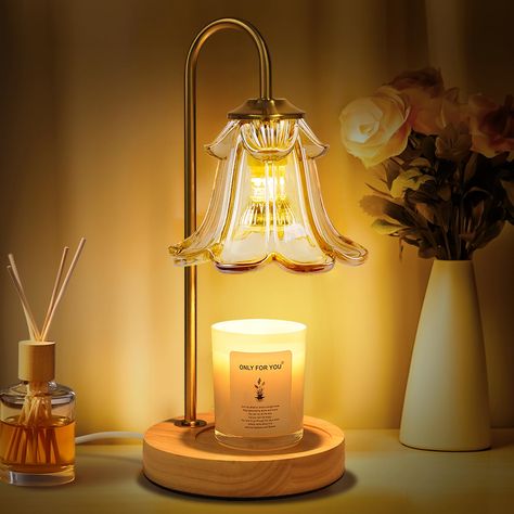 PRICES MAY VARY. 【Exquisite Decor & Practical Lamp】The flower candle warmer lamp offers a unique blend of aromatherapy and delicate design. Featuring an amber flower-shade glass, retro wooden base, and vintage metal pole, our lamp design exudes timeless charm. Whether in your bedroom, living room, study, kitchen, or yoga space, it adds both decorative allure and practical illumination, enhancing the ambiance of your home with undeniable sophistication 【Versatile Dimming Options】Beyond being a si Dorm Room Lamps, Nightstand Decor With Lamp, Kitchen Lamp Ideas, Cute Desk Lamps, Shower Lamp, Table Lamp Kitchen, Real Apartment, Cute Lamps, Flower Lamps