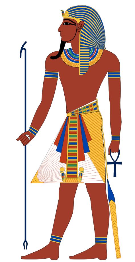 After Djoser of the third dynasty, pharaohs were usually depicted wearing the nemes headdress, a false beard, and an ornate kilt. Ancient Egyptian Clothing Men, Egyptian Clothing Men, Pharaoh Egypt, Pharaoh Art, Ancient Egyptian Clothing, Egyptian Sun, Thutmose Iii, Egyptian Man, Egyptian Clothing