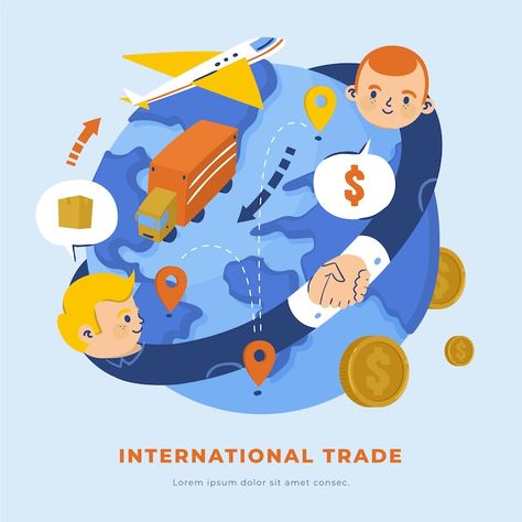 Free Trade Illustration, International Trade Illustration, Economic Globalization Poster, Trade Illustration, Cartoon Globe, Effects Of Globalization, Presentation Pictures, Draw Hands, Graphic Design Infographic