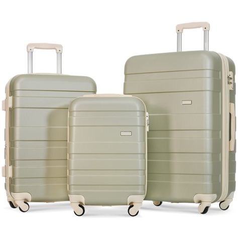 ▲Features: 【High Quality Luggage Sets】 Made from extra strong ABS material, which is lightweight and extremely durable. Suitcase Sets, Travel Luggage Set, Lightweight Suitcase, 3 Piece Luggage Set, Spinner Luggage Sets, Lightweight Luggage, Storage Trunks, Golden Green, Suitcase Set