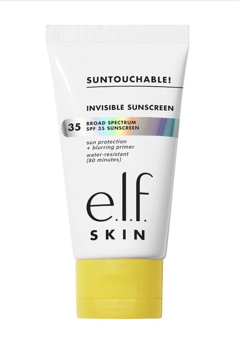 Elf Tinted Sunscreen, Elf Sunscreen, Cheap Sunscreen, Ulta Wishlist, Aesthetic Sunscreen, Sunscreen Makeup, Makeup Sunscreen, Elf Primer, Skincare Wishlist