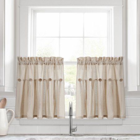 Farmhouse Flair, Dark Panels, Charming Kitchen, Farmhouse Windows, Kitchen Window Treatments, Tier Curtains, Lush Decor, Kitchen Curtain, Bathroom Windows