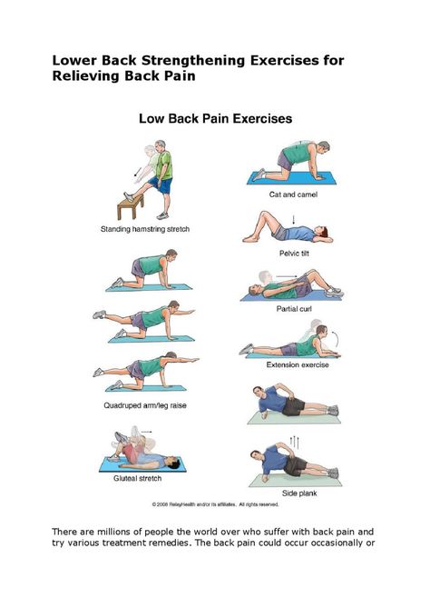 Lower back strengthening exercises for relieving back pain by how2stayyoung - issuu Lower Back Strengthening, Low Back Exercises, Back Strengthening Exercises, Chronic Lower Back Pain, Lower Back Pain Exercises, Lower Back Pain Relief, Upper Back Pain, Lower Back Exercises, Relieve Back Pain