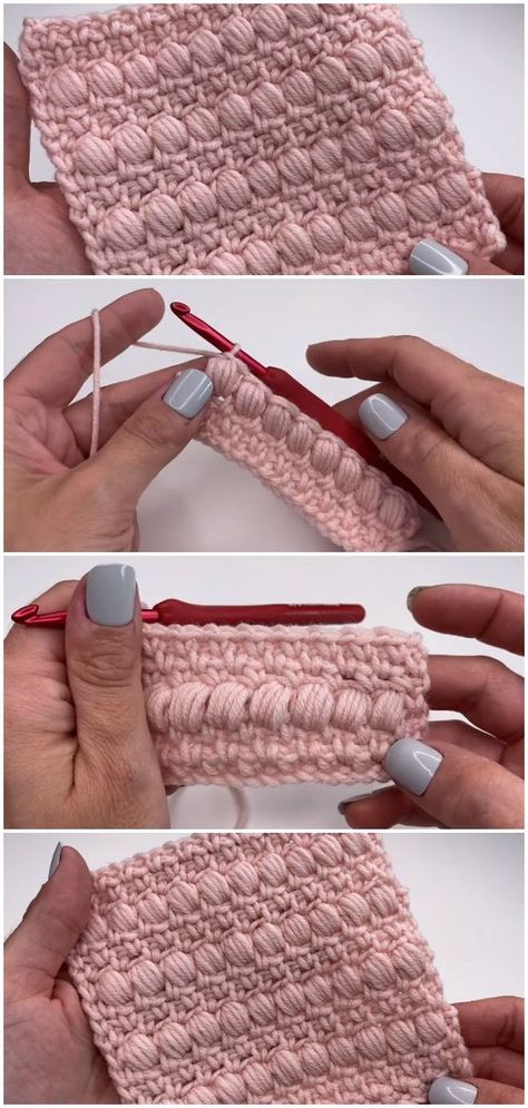 Learn To Crochet Moss & Puff Stitch - Love Crochet Bubble Crochet Stitch, Bobble Stitch Crochet Blanket, Crochet Moss, Crochet Blanket Stitch, Crochet Blanket Stitches, Puff Stitch Crochet, Blanket Stitches, Bobble Stitch Crochet, Modern Crochet Blanket