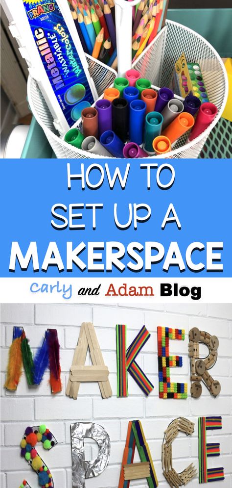 Middle School Makerspace Ideas, Maker Space Supplies, Maker Space Ideas Elementary Library, Maker Space Ideas High School, Makerspace Ideas Elementary, Maker Space Classroom Design, Maker Space Preschool, Imagination Station Ideas Classroom, Makerspace Classroom Design