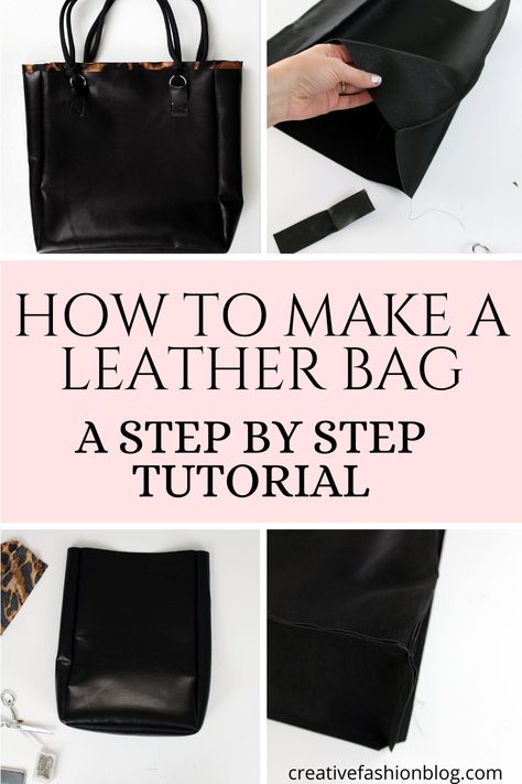 How To Sew A Leather Bag, Making A Leather Bag, Making A Purse Diy, Make A Leather Bag, Sewing Leather Bags Tutorials, Diy Handbags And Purses How To Make, How To Make A Leather Purse, Diy Leather Bag Pattern Free, Making Leather Bags