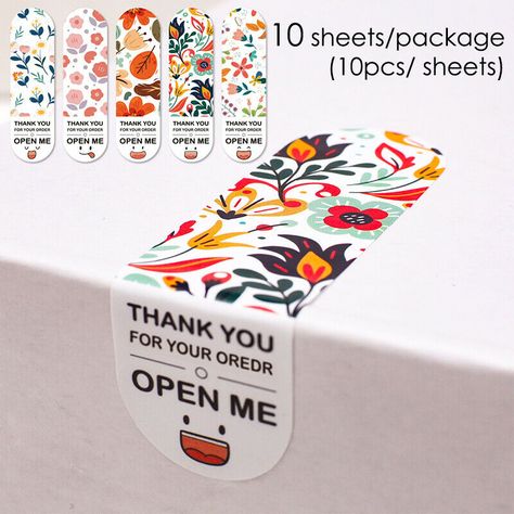 100Pcs Thank You For Your Order Sticker For Seal Labels Floral Color Lab YT Features: 100% Brand New and High Quality. Use:A UNIQUE WAY TO THANK CUSTOMERS - "Thank you" goes a long way in building lasting relationships. Wow them with brilliant stickers on your merchandise bags, packaging box, enveloglassine paper material makes them easier to detach. ALL-OCCASION FAVORS ADD-ON - Show gratitude for your guests' attendance by adding these stickers to party favors. The designs are ideal for birthda Creative Stationery Design, Karton Design, Package Sticker, Gift Wrap Storage, Show Gratitude, Desain Buklet, Gift Wrap Tags, Merchandise Bags, Organization Gifts