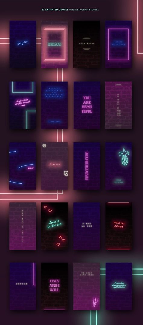 ANIMATED Instagram Story Quotes-Neon by CreativeFolks #template #neon #quote Neon Design Graphic, Neon Animation, Neon Graphic Design, Neon Branding, Neon Template, Neon Instagram, Neon Graphics, Instagram Animation, Neon Quotes