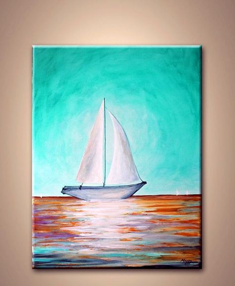 Diy Canvas, Canvas Painting Ideas, Canvas Painting Diy, Lukisan Cat Air, Night Painting, Painting Class, Easy Paintings, Painting Projects, Painting Crafts