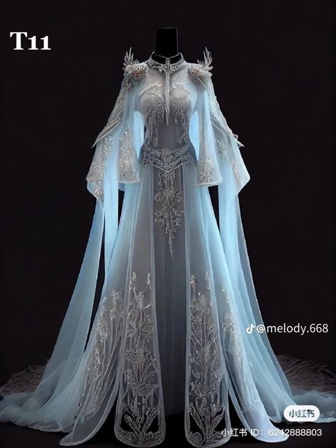 Queen Dress Royal Medieval, White Fantasy Dress, Ice Queen Dress, Kostum Peri, Royal Outfit, Element Dress, Unusual Dresses, Magic Dress, Snow Dress