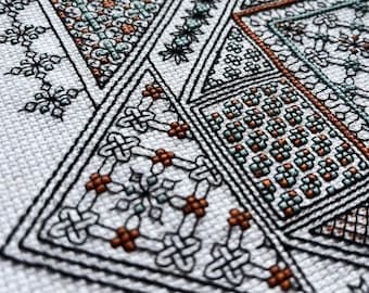 Embroidery, Cross Stitch, Pdf Pattern Embroidery, Sampler Cross Stitch, Blackwork Embroidery, Pattern Embroidery, Embroidery Pattern, Blackwork, Pdf Pattern