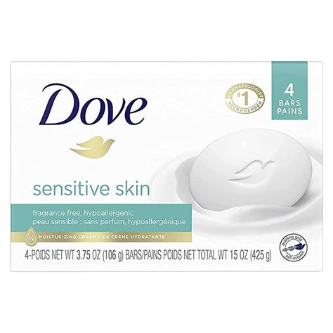 Amazon.com : (PACK OF 4 BARS) Dove Unscented Beauty Soap Bar: SENSITIVE SKIN. Hypo-Allergenic & Fragrance Free. 25% MOISTURIZING LOTION & CREAM! Great for Hands, Face & Body! (4 Bars, 3.5oz Each Bar) : Beauty & Personal Care Dove Sensitive Skin Body Wash, Dove Bar Soap, Dove Bar, Dove Beauty Bar, Dove Soap, Skin Bar, Dove Beauty, Unscented Soap, Mild Cleanser