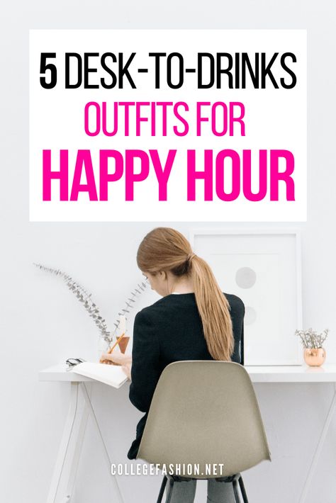 5 Desk-to-Drinks Outfits for Happy Hour - College Fashion Coworker Dinner Outfit, Professional Happy Hour Outfit, Happy Hour Casual Outfit, Office Drinks Outfit, Nyc Happy Hour Outfit, Office To Drinks Outfit, Work To Happy Hour Outfit Winter, Work Happy Hour Outfit Fall, Business Casual Happy Hour Outfit