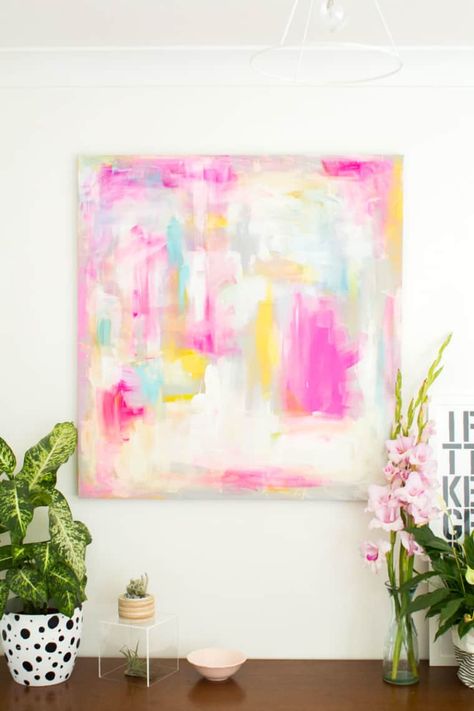 Easy Wall Art Canvas Painting Ideas for Beginners | Apartment Therapy Artwork Tutorial, Craft Hobbies, Cuadros Diy, Abstract Painting Diy, Expensive Art, Makeup Organization Diy, Simple Wall Art, Abstract Art Diy, Room Decor Diy