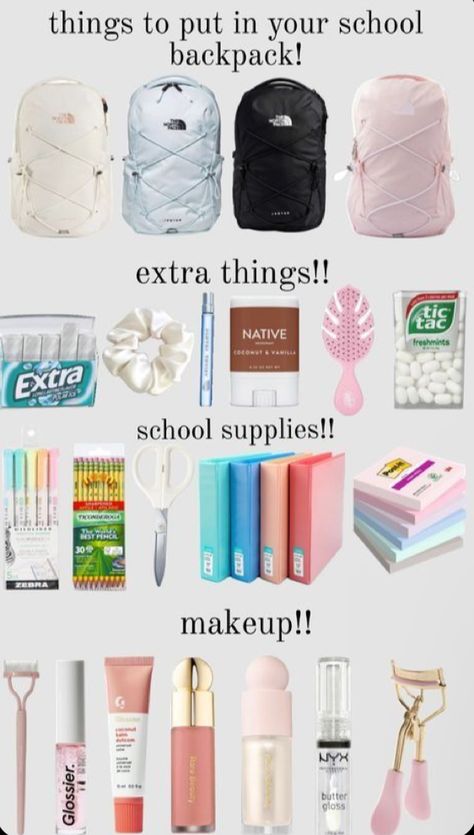 School Emergency Kit, Middle School Essentials, School Backpack Essentials, Preppy School Supplies, Pretty School Supplies, Everyday Bag Essentials, Preppy Makeup, School Survival Kits, School Bag Essentials