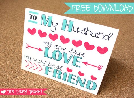 Printable Love Note Card For Your Husband Free Printable Anniversary Cards, Free Anniversary Cards, Birthday Card For Husband, Diy Anniversary Cards, Valentines Card For Husband, Printable Anniversary Cards, Anniversary Cards For Husband, Cool Birthday Cards, Card For Husband