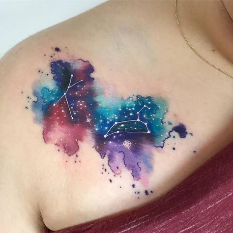 40 Gorgeous Constellation Tattoo Designs | Page 2 of 4 | TattooAdore Leo Tattoo Ideas, Reflection Tattoo, Leo Constellation Tattoo, Sky Reflection, Leo Tattoo, Galaxy Tattoo, Shape Tattoo, Leo Tattoos, Muster Tattoos